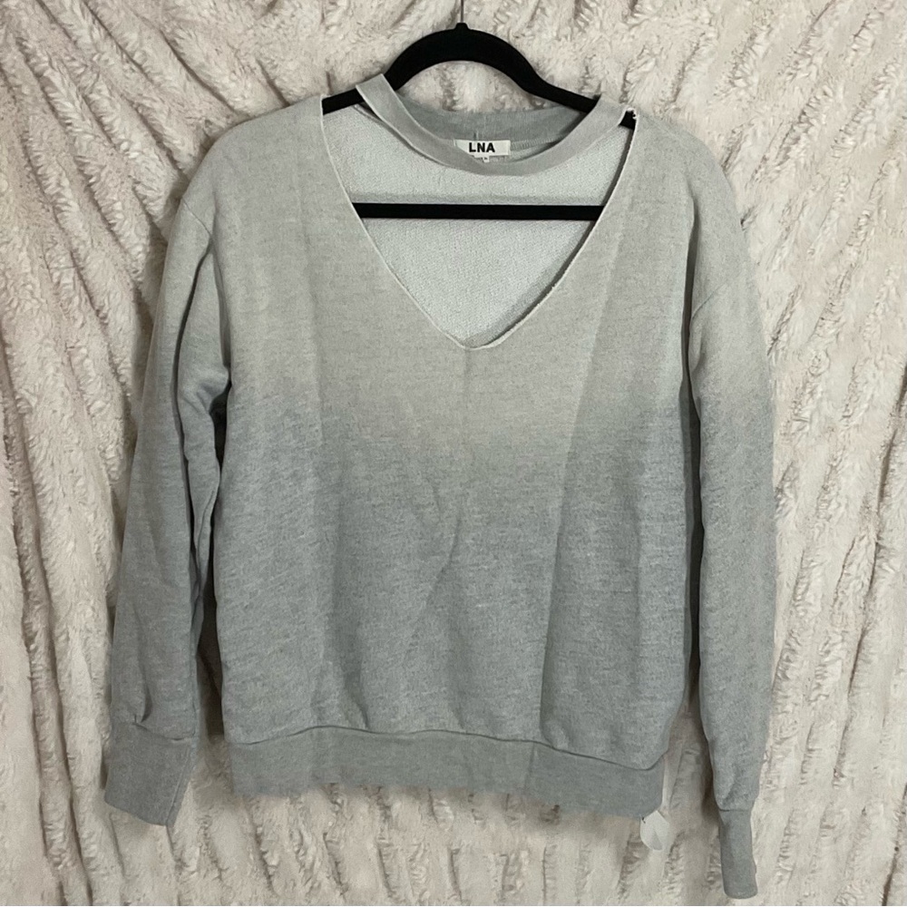 LNA Women's Light Gray  Ombré V-Neck Sweater
